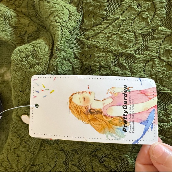 Chic Olive Lace Button-Up Blouse green with ruffle sleeve cuff - Picture 7 of 11